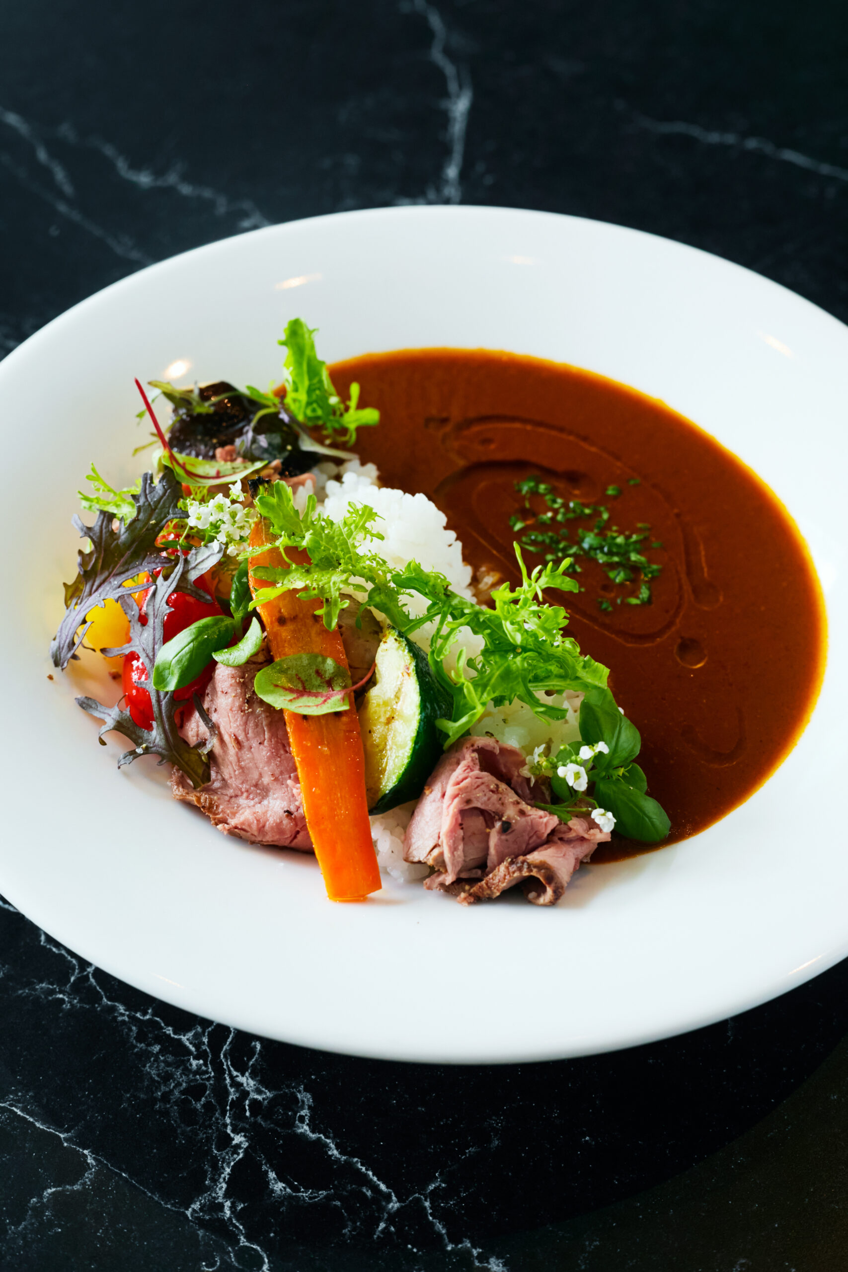 Special Plant-Based Curry with Grass-Fed Roast Beef