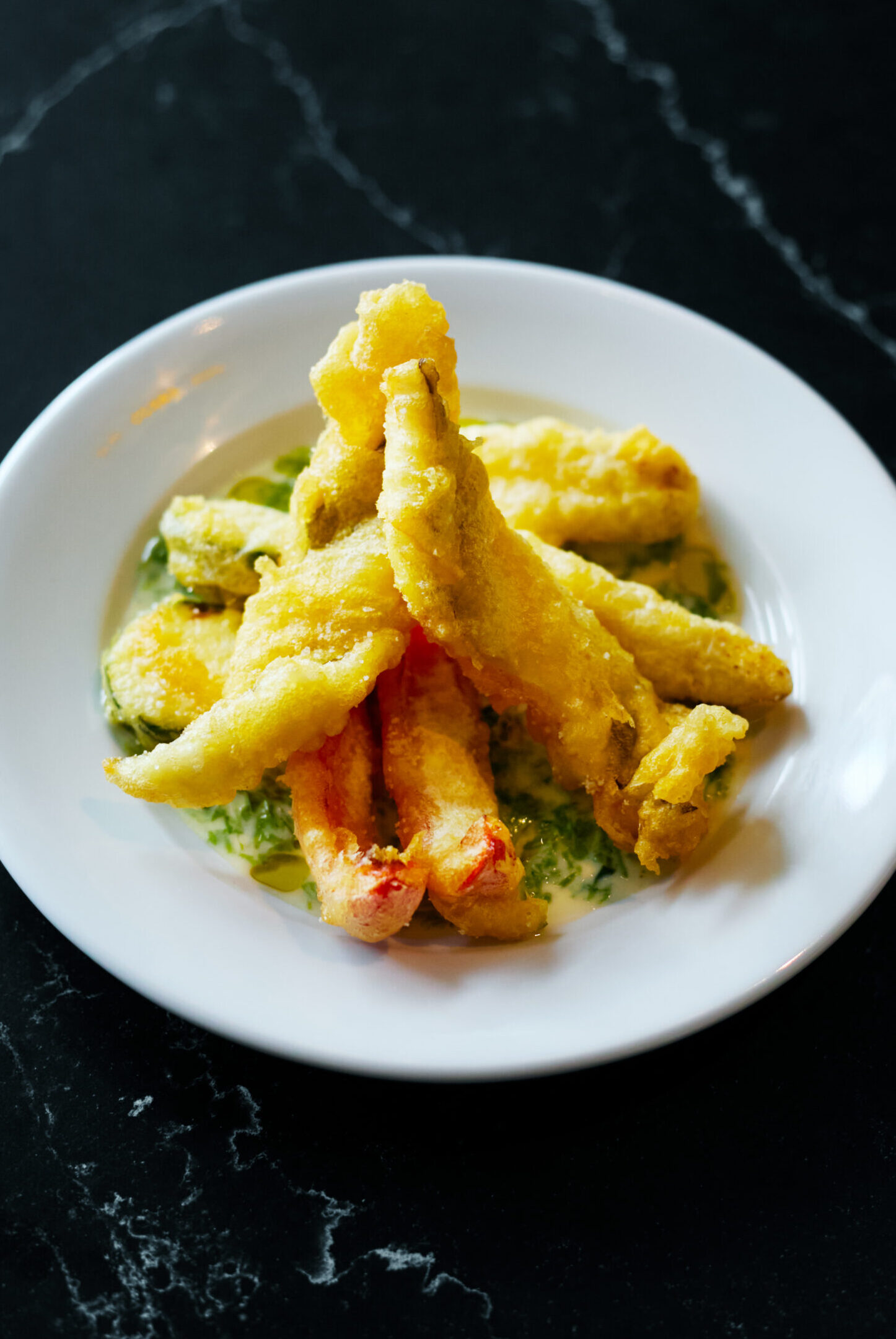 Conger Eel and Vegetable Fritters with Seaweed Cream Sauce